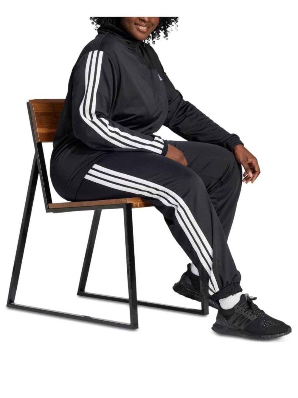 adidas Womens Multi Sprt Track Zip Up - 3 Stripe - Black/White 2XL - Picture 5 of 7